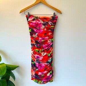 Express Floral Strapless Tube Dress
